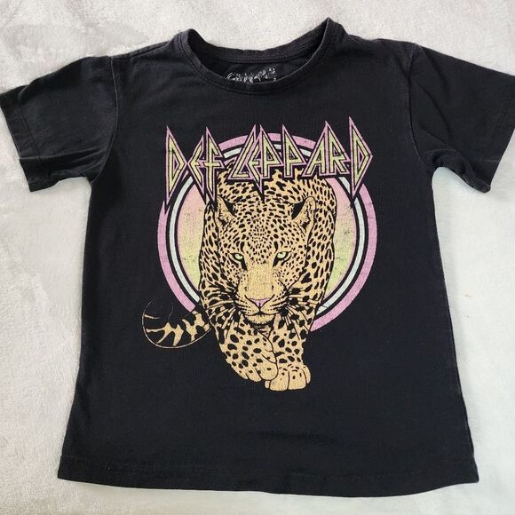 Kids Def Leppard Black Tshirt With Graphics Size Small (6-6X) - Picture 1 of 5